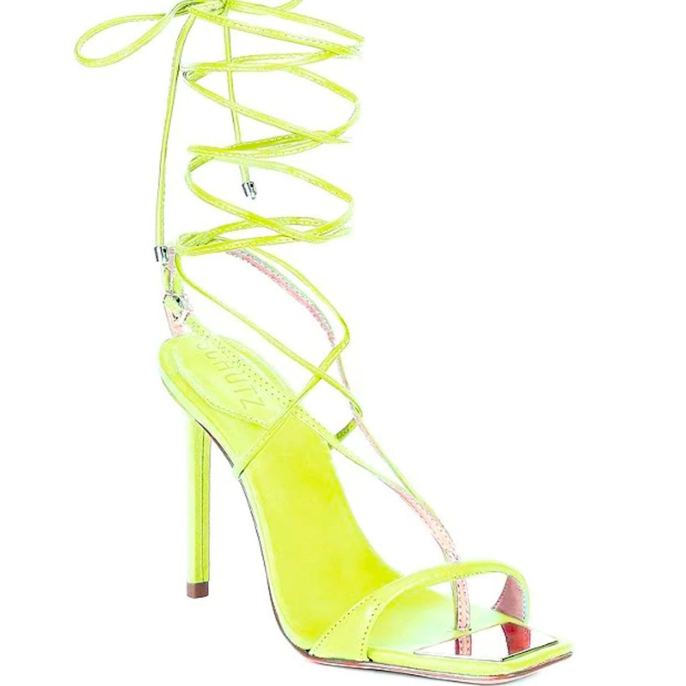 New Schutz Vikki Leather Ankle Wrap Thong Dress Sandals - Picture 8 of 16